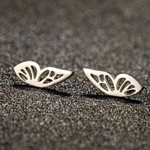 NEW Dainty Half Butterfly stud Earrings in Silver color - Boutique